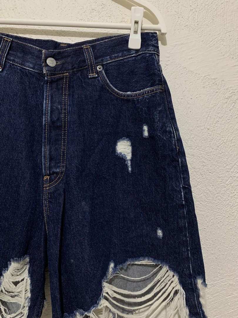 Acne Studios Distressed Denim Shorts (Category: Shorts) located in Tiaong. Submitted by nycko.concha (Listing ID 1464084653, Image 1). Description: Acne Studios Distressed Denim Shorts Size: 44 on tag Waistline: fit to 28”-30” Length: 20 in Leg hole: 14 in Condition: Excellent Used Issue/s: None Location: Quezon Province Note: color may vary due to lighting, always manage your expectations..