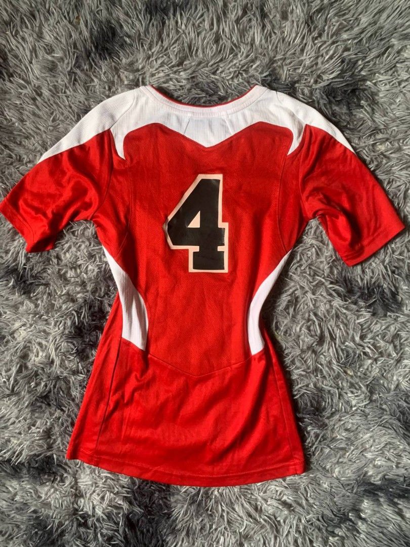 Adidas Red Jersey with Number 4 (Category: Activewear) located in Tarlac. Submitted by rhandell_collectives (Listing ID 1464003097, Image 2). Description: - Authentic Red Adidas Jersey - Features iconic white accents - Bold number '4' displayed on both front and back - Classic short sleeves with signature Adidas stripes - Perfect for athletic activities or everyday casual style.