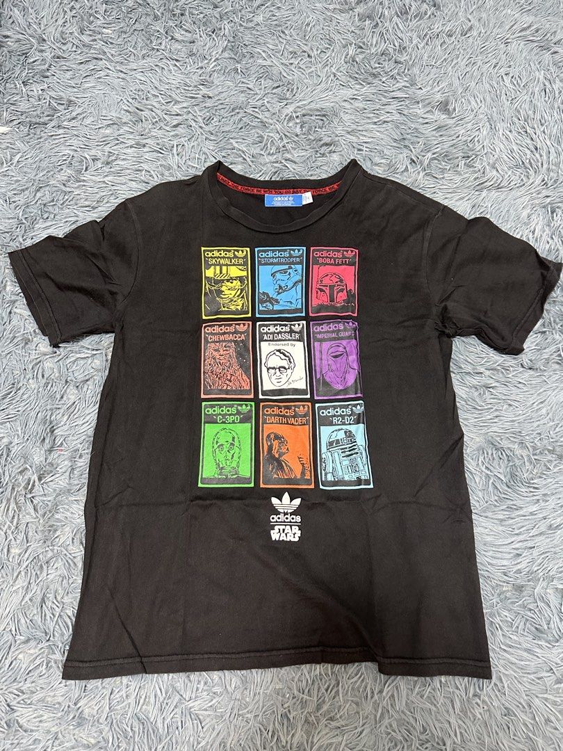Adidas x Star Wars (Category: Tshirts & Polo Shirts ) located in Manila. Submitted by ceeventures (Listing ID 1464003521, Image 1). Description: Adidas x Starwars (XL on tag) Dimes: 19x27 Color rate: 9/10 Issue: Sign of usage Price: 250 + SF .