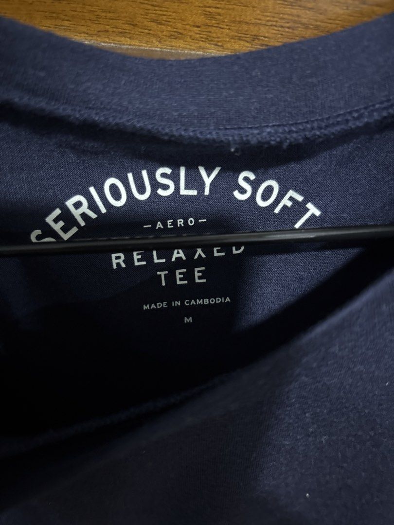 AERO SERIOUSLY SOFT Relaxed Tee Navy Blue Ruffle Hem Size M (Category: Shirts) located in Mandaluyong City. Submitted by clothescarousel (Listing ID 1464052269, Image 2). Description: - Navy blue AERO t-shirt - Seriously Soft line - Relaxed fit - Cute ruffle hem detail - Short sleeves - Size M - Made in Cambodia.