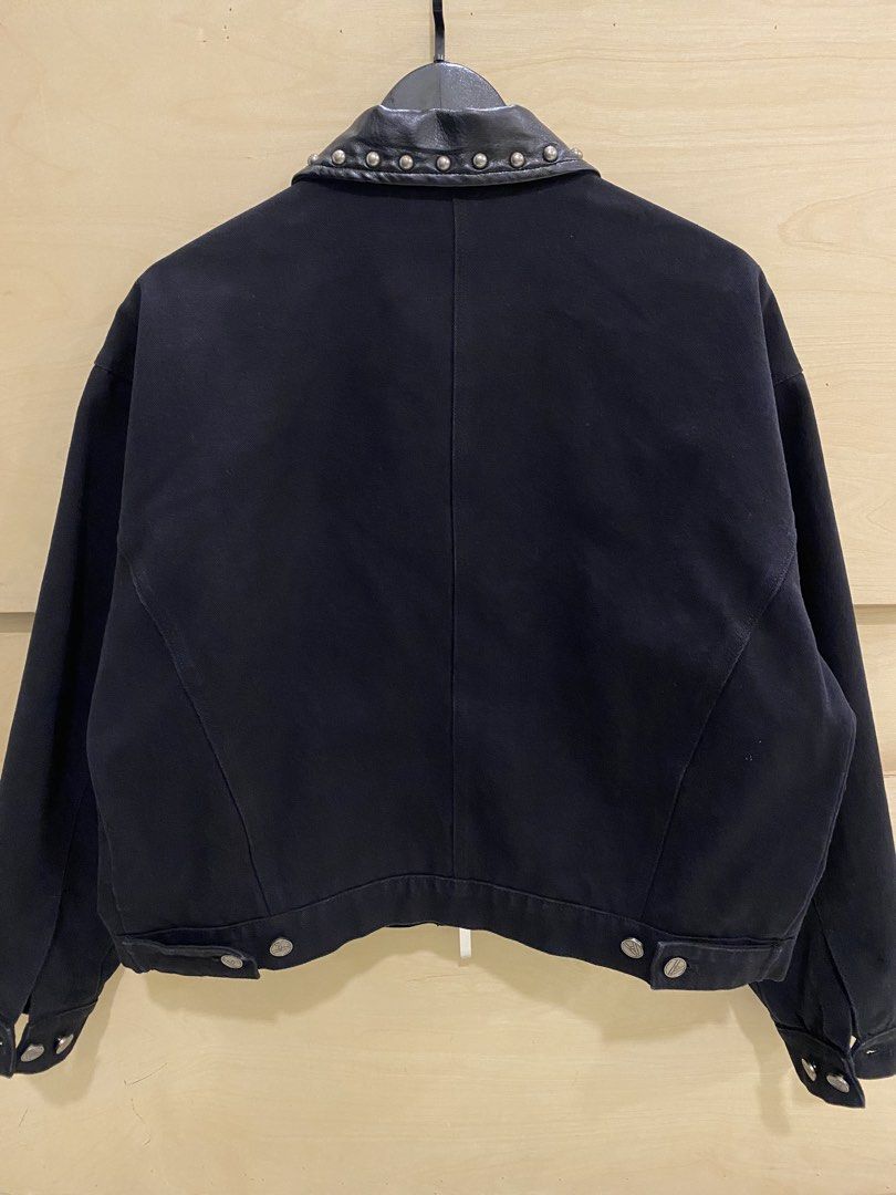 AGAINST Black Studded Pudu Jacket (Category: Coats, Jackets and Outerwear) located in Bangi. Submitted by muhddep (Listing ID 1464088764, Image 2). Description: AGAINST Studded Pudu Jacket Size S Condition cun Boleh nego tipis.
