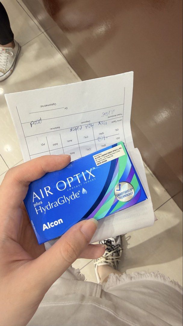 Alcon Air Optix plus HydraGlyde (-1.00) (Category: Vision Care) located in San Juan City. Submitted by acst12 (Listing ID 1463938366, Image 3). Description: RFS: change of grade Bought from Eyecrafts Robinsons Magnolia last Aug 25, 2026 ₱700/pair or ₱1,300 take-all.