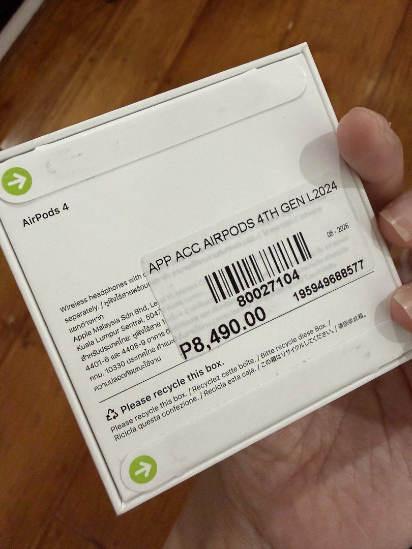 Apple AirPods 4th Gen L2024 (Category: Earphones) located in Quezon City. Submitted by mthereser43807 (Listing ID 1463946389, Image 2). Description: - Brand New Apple AirPods 4th Gen (Model L2024) - Comes in Original Packaging - Experience Superior Sound Quality - True Wireless Earbuds - Effortless Bluetooth Connectivity - Price: P8,490.00.