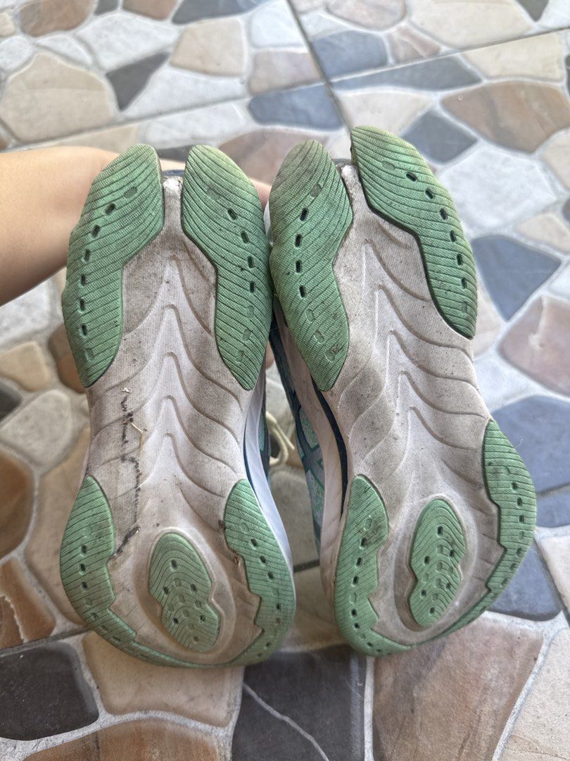 Size 6 ASICS Running Shoes Mint Green White (Category: Sneakers) located in Quezon City. Submitted by thebubbly (Listing ID 1463954397, Image 3). Description: - ASICS running shoes in a refreshing mint green and white colorway. - Features a breathable knit upper for comfort. - Light cream colored laces add a subtle contrast. - Ideal for both running and everyday casual wear. - Get these comfortable and stylish ASICS shoes!.