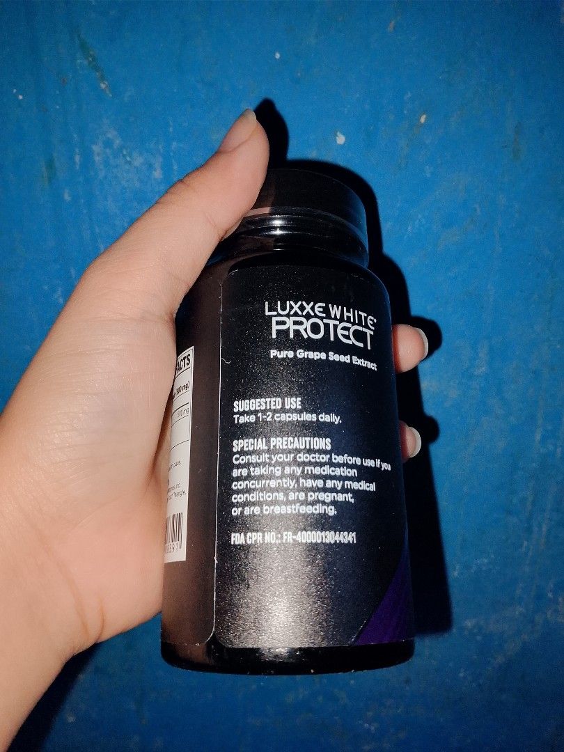 Authentic Luxxe Protect (45 capsules) - Brand New/Sealed (Category: Health Food, Drinks & Tonics) located in Manila. Submitted by selling.products_ (Listing ID 1463975764, Image 2). Description: [RUSH SALE] Authentic Luxxe Protect (Grape Seed Extract) Brand new, authentic, at selyado pa po galing mismong HQ. Maganda pampalakas ng immune system, energy booster, at magandang tulog. Benta po nang mas mababa sa original SRP (₱1,000). Price: ₱900 na l