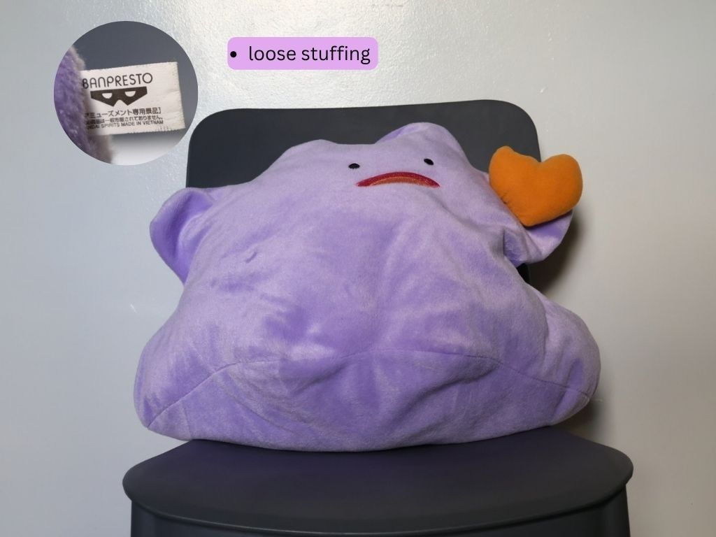 Banpresto Pokemon Ditto Plush Toy (Category: Plushies & Soft Toys) located in Baler. Submitted by nelle_b (Listing ID 1463972024, Image 1). Description: Ditto Plush (Banpresto w/ tag) Slightly loose stuffing Holding a heart/berry.
