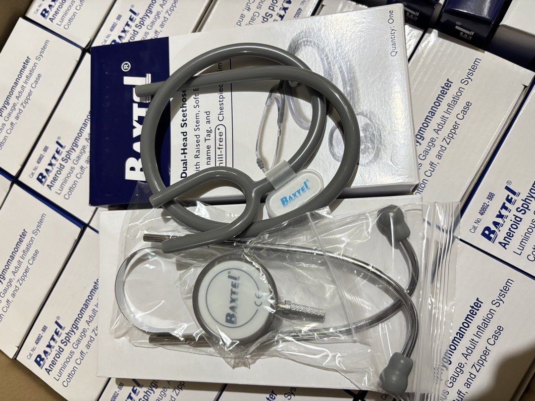 Baxtel Dual-Head Stethoscope Aneroid Sphygmomanometer (Category: Medical Supplies & Tools) located in Manila. Submitted by rosel2001 (Listing ID 1463994969, Image 2). Description: - Baxtel Dual-Head Stethoscope - Includes Aneroid Sphygmomanometer - Luminous Gauge for clear readings - Adult Inflation System - Comes with Cotton Cuff - Zippered Case for storage - Ideal for Medical Professionals.