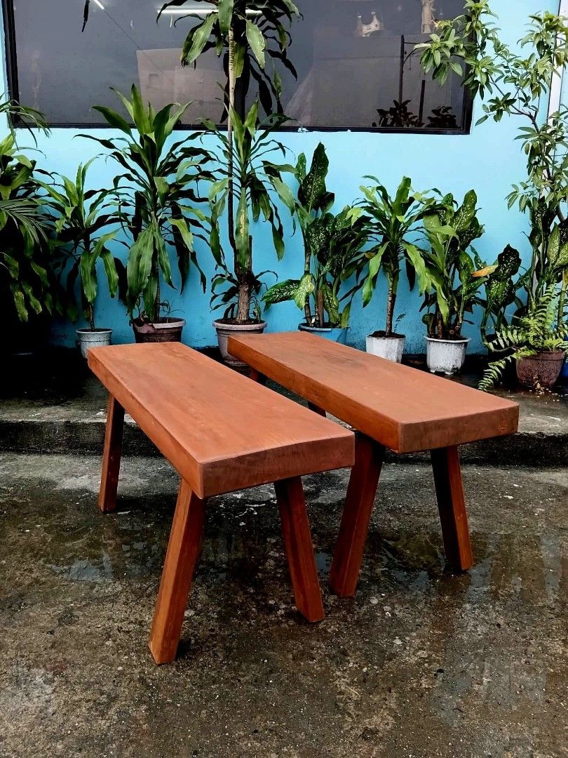Bench (Old) (Category: Chairs) located in Meycauayan. Submitted by marygracecasimiro (Listing ID 1464077016, Image 2). Description: 2 Seater Old Bench (Bangko) made of very thick Yakal Wood. Restored and revarnished. Ready to use. Get it for only P3,000 each.🧡 Size L41 x W11 x H18 x Thickness 2 all in inches Available 10pcs.
