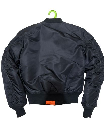 Black Alpha Industries MA-1 Bomber Jacket Orange Reversible (Category: Coats, Jackets and Outerwear) located in Cebu City. Submitted by stevejacy (Listing ID 1463984971, Image 2). Description: - Black Alpha Industries MA-1 bomber jacket - Reversible design: Black Nylon exterior, bright orange interior - Zipper closure - Utility pocket on the sleeve - Ribbed cuffs, collar, and hem - Versatile for everyday wear; looks great styled open or zipped - 