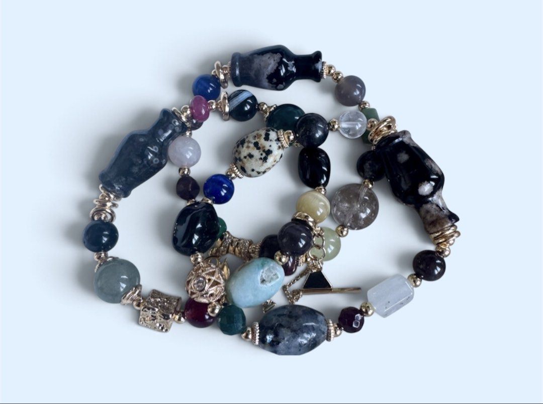 Black sakura protection stone bracelet (Category: Bracelets) located in Quezon City. Submitted by nics006 (Listing ID 1463938565, Image 1). Description: “Wear peace. Store your prosperity.” Black Sakura Agate & Cat Eye Bracelet with Lucky Treasure Vase — A wearable talisman for aura protection, mental clarity, and holding onto lifetime abundance. Emotional Healing & Renewal: Black Sakura Agate’s soft, blossom-like patterns foster inner peace, per
