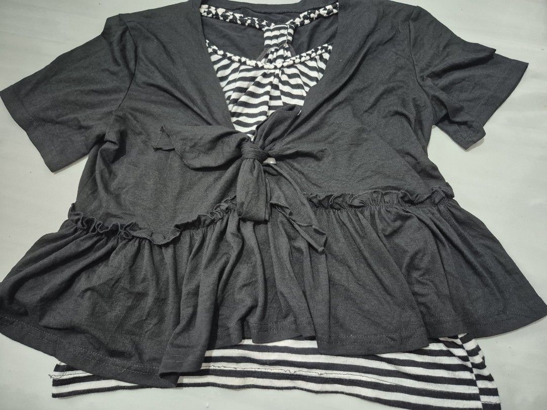 Black Striped Layered Top Set plus size (Category: Blouses) located in Calamba. Submitted by bb.lace (Listing ID 1463991273, Image 1). Description: sando top has loose stitchings.