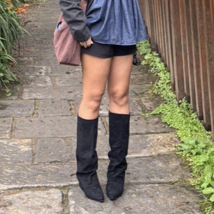 black suede slouchy wedge pointed boots size 36 (Category: Boots) located in Las Pinas. Submitted by tteok0325 (Listing ID 1464045852, Image 3). Description: - used once only during my taiwan trip last july - size 36 - Black suede slouchy boots - Pointed toe - Wedge heel - Side zipper closure - Knee-high length mop: gcash, maribank, bpi mod: jnt.