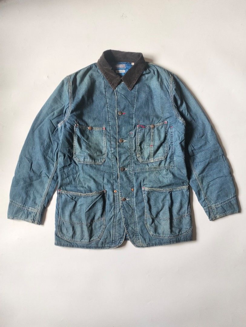 Blue Blue (Category: Coats, Jackets and Outerwear) located in Baguio. Submitted by dapper_deals (Listing ID 1463990644, Image 1). Description: Vintage BLUE BLUE Hollywood Ranch Market Coverall Denim Jacket, Chore Coat Jacket, Work Jacket, G-Jean, Corduroy Collar Condition: great Pit-pit: 22 Length: 30 Shoulder-shoulder: 18 Sleeves: 24.5 Mine:7500 Do message me for other details needed.