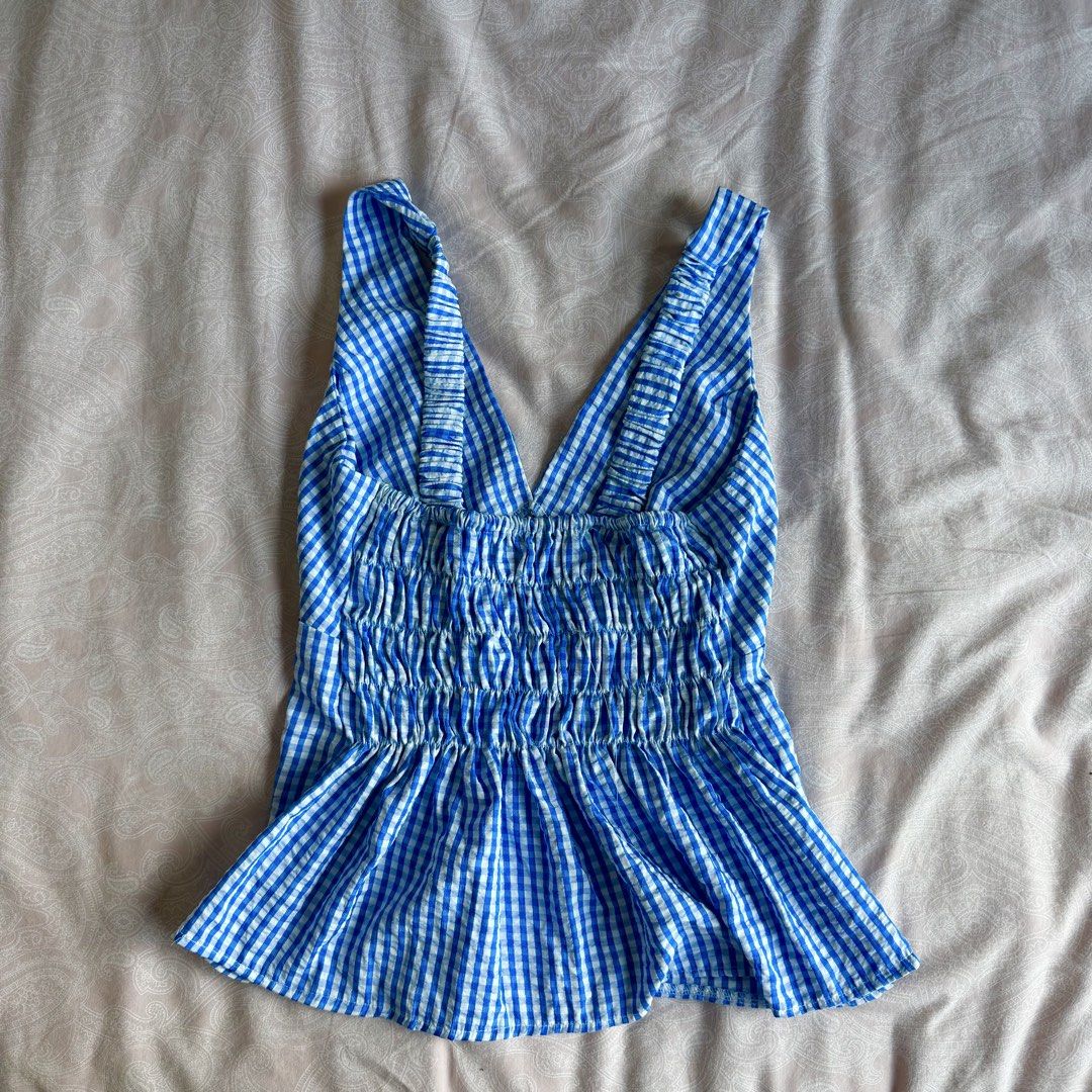Blue Gingham Smocked Top (Category: Sleeveless) located in Makati City. Submitted by n.owned (Listing ID 1463986278, Image 2). Description: .