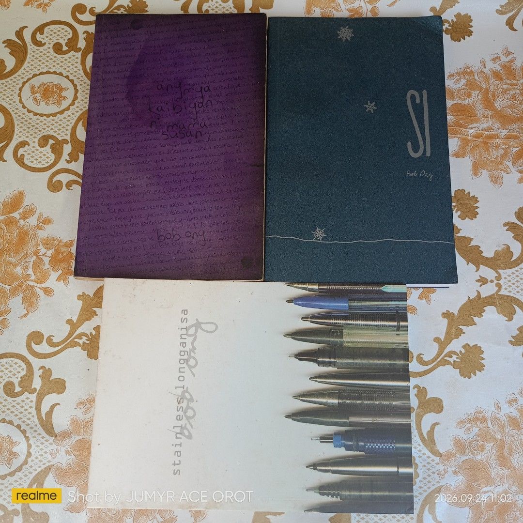 Bob Ong Bundle (Category: Storybooks) located in Polangui. Submitted by jumyrace2 (Listing ID 1463952973, Image 1). Description: Bob Ong 📚 Authentic Visprint 📖 Si - ₱300 📖 Mama Susan - ₱200 📖 Stainless Longanisa - ₱350 📚 Take All - ₱800 MOP: GCASH MOD: REGULAR J&T LOCATION:ALBAY.