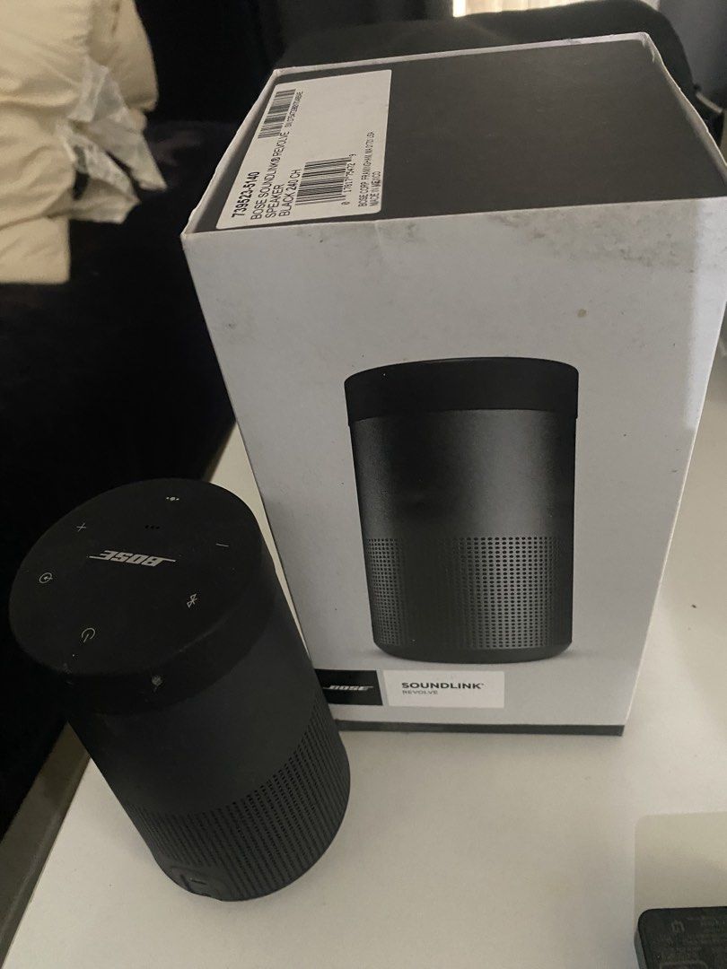 Bose SoundLink Revolve Portable Bluetooth Speaker Black (Category: Soundbars, Speakers & Amplifiers) located in Mandaluyong City. Submitted by janleevee (Listing ID 1463956866, Image 1). Description: - Bose SoundLink Revolve Speaker - Color: Black - Portable and compact design - Delivers excellent sound quality - Comes with original packaging - Still in good, working condition.