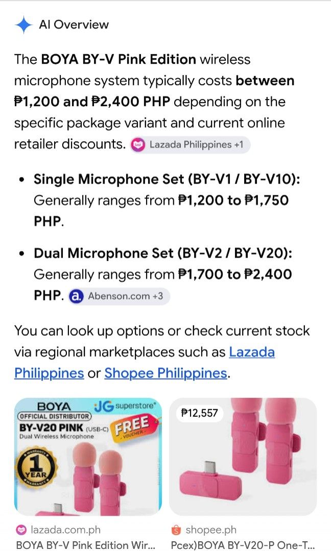 BOYA wireless mic for ios (Category: Portable Audio Accessories) located in Las Pinas. Submitted by yel_olshoppe (Listing ID 1463948874, Image 2). Description: preloved no issue 400 nlng po location pulanglupa uno lpc.