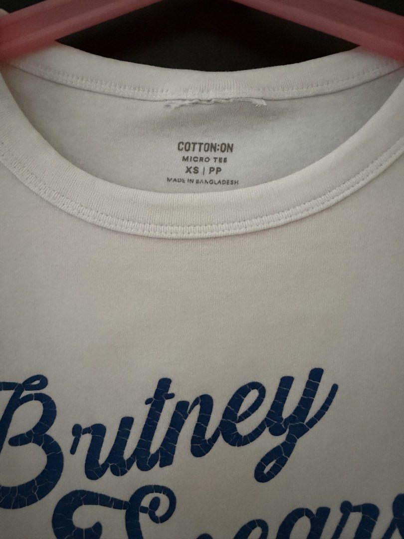 Britney Spears micro shirt (Category: Blouses) located in Cabuyao City. Submitted by declutterwithpretzelle (Listing ID 1463989370, Image 2). Description: 🔖Cotton on micro t-shirt I crop top 🔖 Extra Small 🔖 In good condition 🍎 For faster transactions, kindly send your complete delivery address, including your full name and contact number, so I can calculate the shipping fee. 📌 Most items are preloved, unless stated otherwise as new. 📌 All i