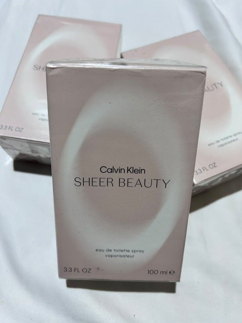 Calvin Klein Sheer Beauty (Category: Fragrance & Deodorants) located in Marikina City. Submitted by fammmm1993 (Listing ID 1464032689, Image 1). Description: ~ Calvin Klein Sheer Beauty ~ EDT ~ 100ml ~ Bought in Dubai ~ 3pcs available RFS: Pasobra sa pasabuy.