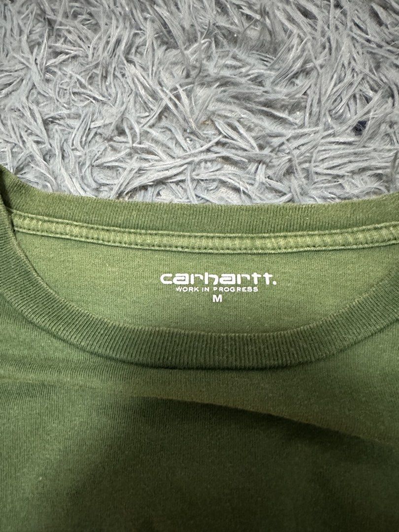Carhartt wip (Category: Tshirts & Polo Shirts ) located in Manila. Submitted by ceeventures (Listing ID 1464004016, Image 3). Description: Carhartt WIP (M on tag) Dimes: 21x25 Color rate: 8.5/10 Issue: Fade color on colar, baby hairline on back print Price: 400 + SF.