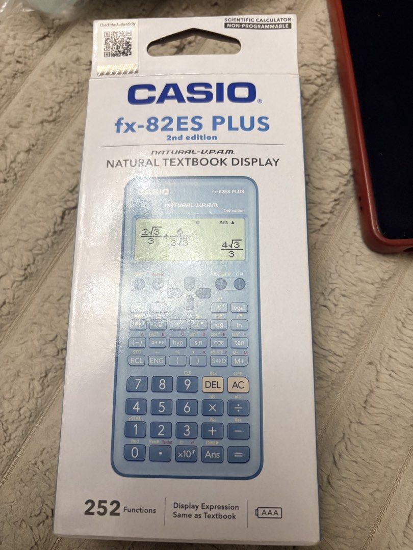 Casio fx-82ES PLUS 2nd Edition Scientific Calculator (Category: Office & Business Technology) located in Angono. Submitted by arwheel (Listing ID 1463991349, Image 1). Description: - Casio fx-82ES PLUS 2nd Edition Scientific Calculator - Natural Textbook Display for easy viewing - 252 Functions for various calculations - Comes with a protective Hard Case - Ideal for students and exam use - Selling because i bought wrong items for board examinatio