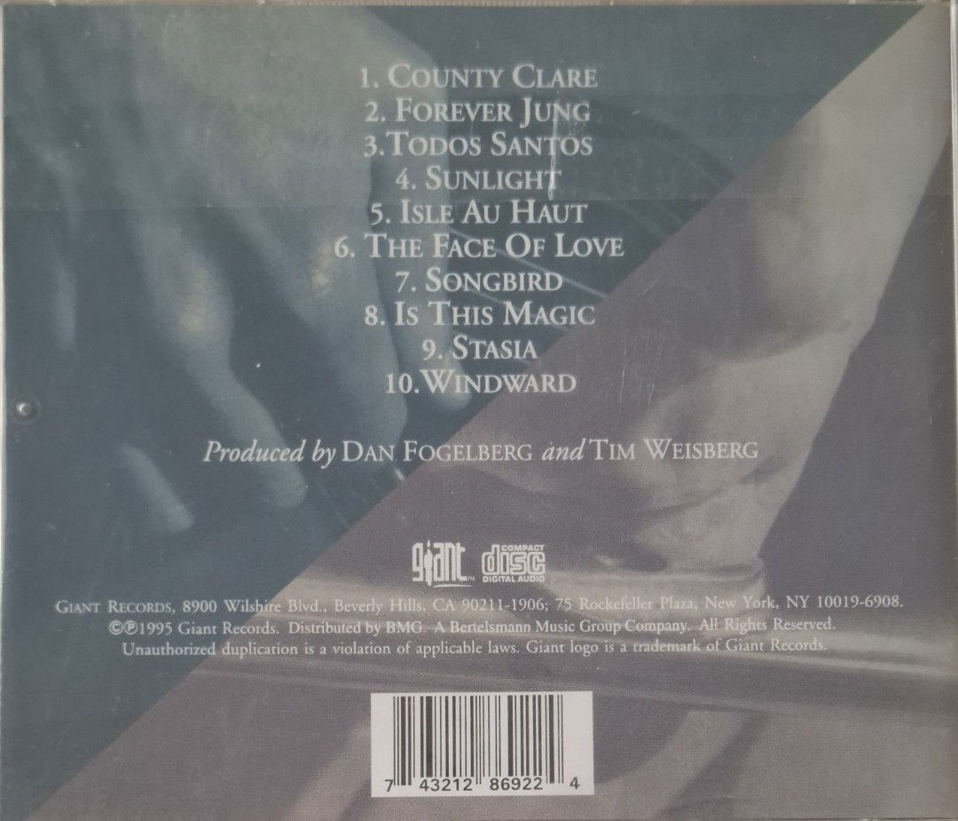 (CD) Dan Fogelberg & Tim Weisberg: No Resemblance Whatsoever (Category: CDs & DVDs) located in Makati City. Submitted by decluttermp (Listing ID 1463968639, Image 2). Description: - Dan Fogelberg & Tim Weisberg collaboration rare CD album - Includes 10 tracks: County Clare, Forever Jung, Todos Santos, Sunlight, Isle Au Haut, The Face Of Love, Songbird, Is This Magic, Stasia, and Windward - Made in USA - With plastic sleeve.