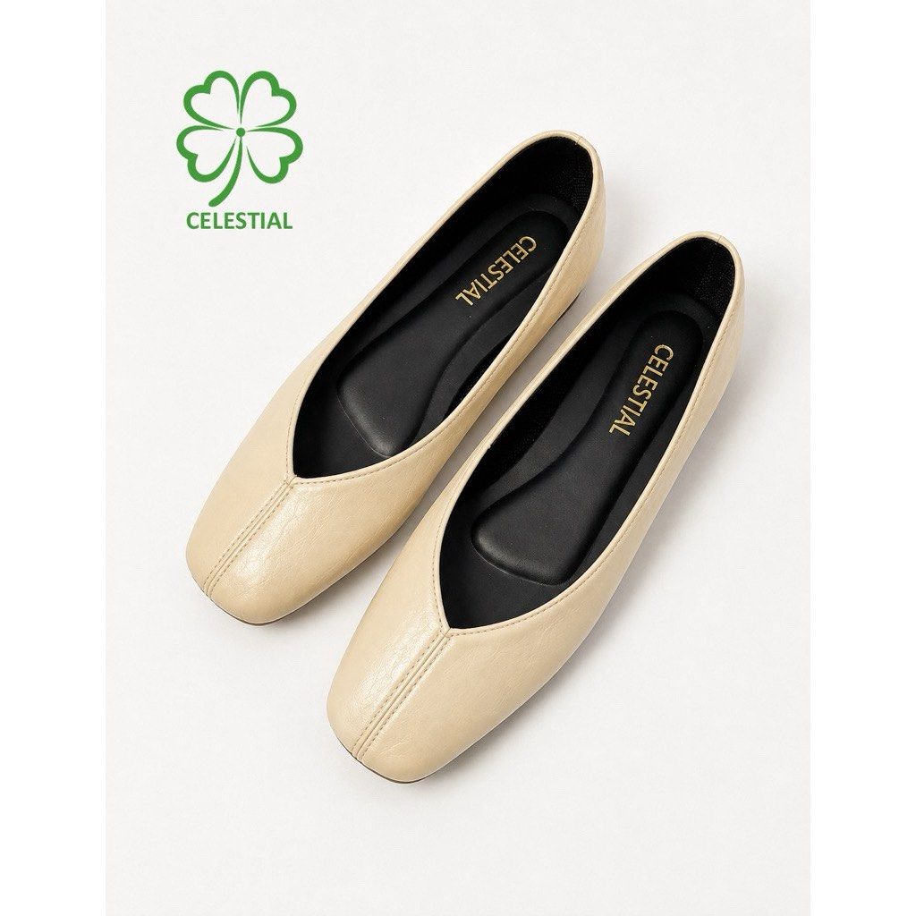 Celestial Beige Square Toe Ballet Flats (Category: Flats & Sandals) located in Quezon City. Submitted by camilsky (Listing ID 1464057474, Image 1). Description: - Beige flats from Celestialshoe.ph - Used only inside the house for checking size RFS: wrong size Pick-up location: San Juan, Metro Manila.