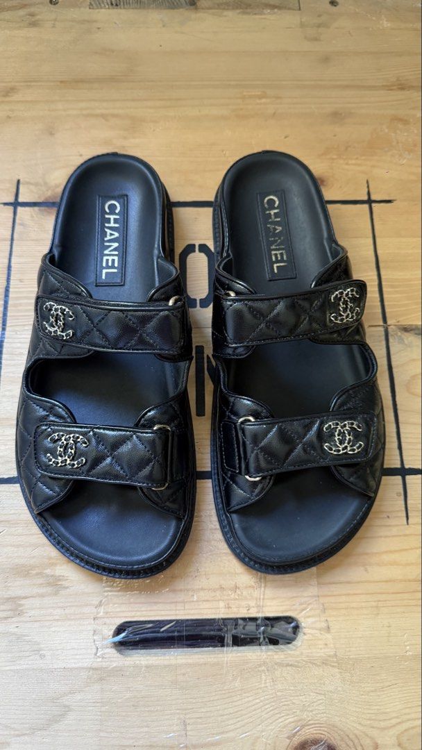 Chanel Sandals (Category: Flats & Sandals) located in Lapu Lapu. Submitted by prelovedstuffshop (Listing ID 1463986657, Image 1). Description: 100% Authentic Comes with dustbags RFS - funding a bag.