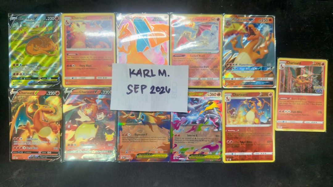 Charizard Take All (Category: Raw Singles) located in Paranaque City. Submitted by krlmrtnz (Listing ID 1464018213, Image 1). Description: Take All Only P8,000 Firm All Near Mint Charizard V SWSH Promo Charizard Dragon Majesty Holo Charizard V SWSH Promo Radiant Charizard Crown Zenith Holo Charizard GX Hidden Fates Charizard V Brilliant Stars Lance's Charizard V Mega Charizard Y Ex Mega Evo Promo Mega Charizard X Ex Phantasmal Flames Charizard Re