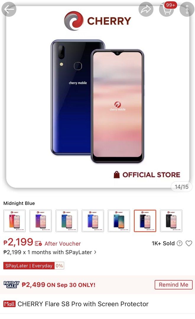 Cherry Flare S8 Pro Midnight Blue (Category: Android Others) located in Caloocan City. Submitted by rayleighscloset (Listing ID 1464072771, Image 1). Description: .
