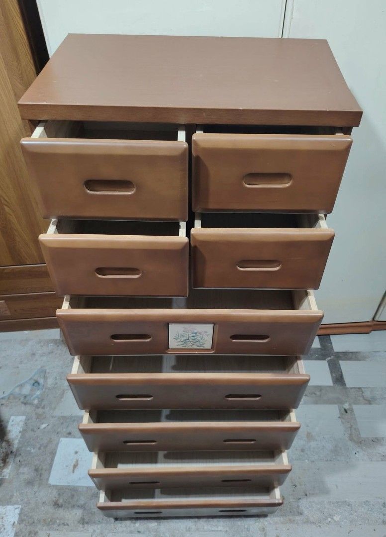 Chest Drawer (Category: Shelves, Cabinets & Racks) located in Taguig. Submitted by sydney08.owl (Listing ID 1463995320, Image 3). Description: Beautiful Japanese Vintage Tall Drawer / Chest 🤎 Perfect for clothes, linens, documents, or extra storage. Spacious and sturdy with a unique vintage design! 😍 📏 Size: L 23.5" × W 15.75" × H 50.5" ✨ Good used condition ✨ Clean and ready to use ✨ Vintage Japanese piece — perfect for adding character to yo