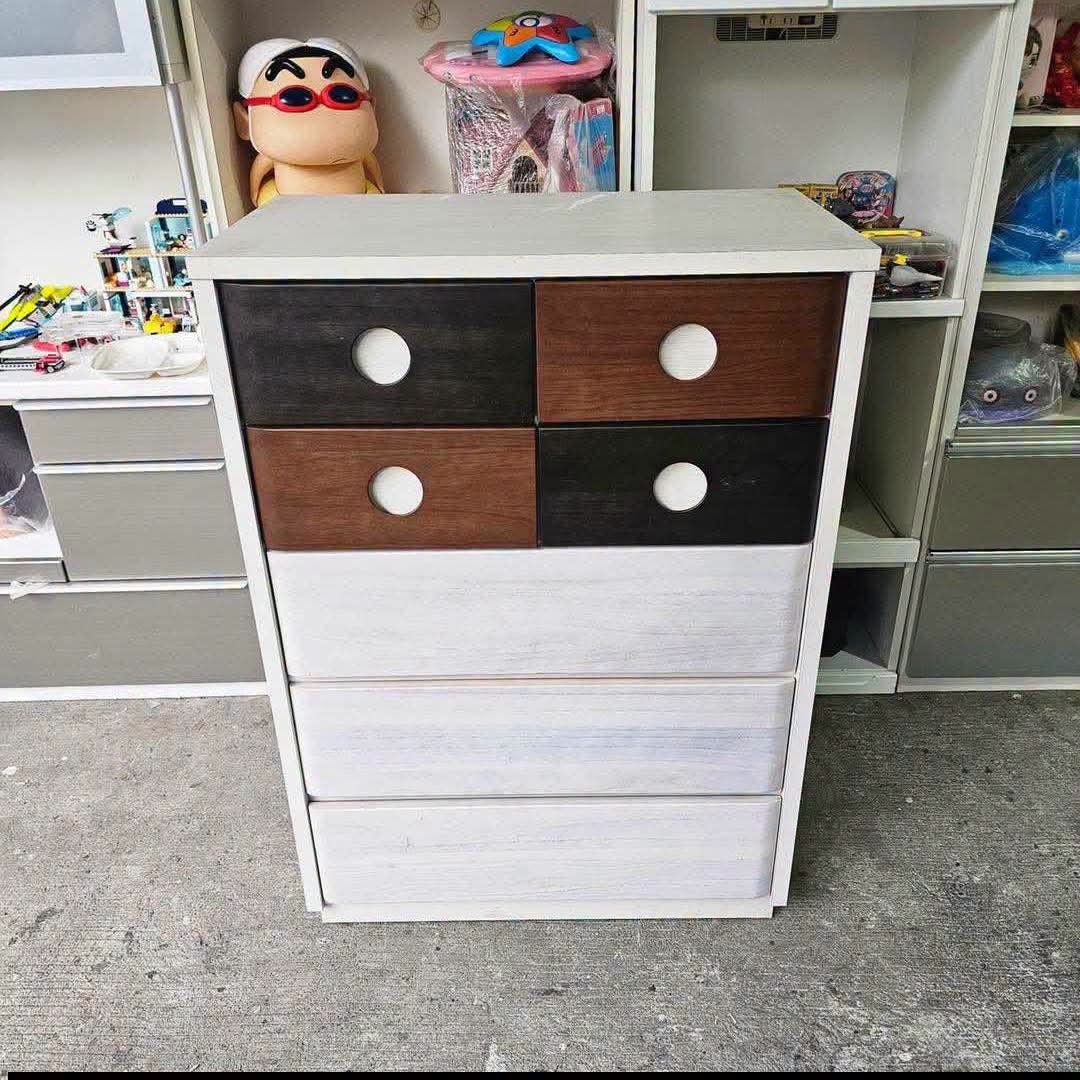 Chest drawer (Category: Shelves, Cabinets & Racks) located in Meycauayan. Submitted by marygracecasimiro (Listing ID 1464090834, Image 1). Description: ‼️‼️SALE NA‼️‼️ Multicolored Chest Drawers ✔L-32 H-44.5 W-17.5 inches 📏 ✔7 Drawers 🗄 ✔Laminated and Solid Drawers🔖 ✔️Compress & Mdf Back! 💢 ✔Scratches As-is! 👌 Price:10,000🩷🧡.