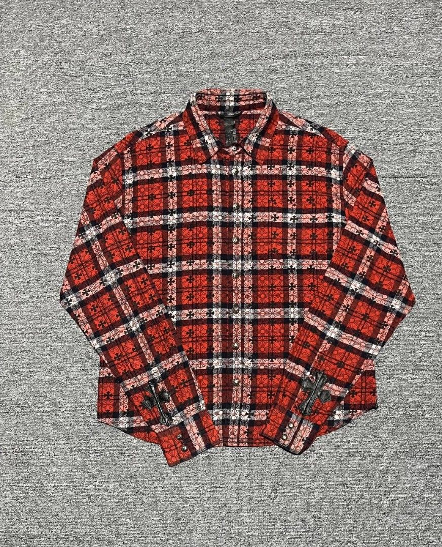 CHROME HEARTS MONOGRAM FLANNEL (Category: Luxury Apparel) located in Caloocan City. Submitted by wewearworn (Listing ID 1464064265, Image 1). Description: Medium Best Fit 21.5 x 27 Excellent No Issues 9/10 Color Rate off lang daw to pero solid👌.