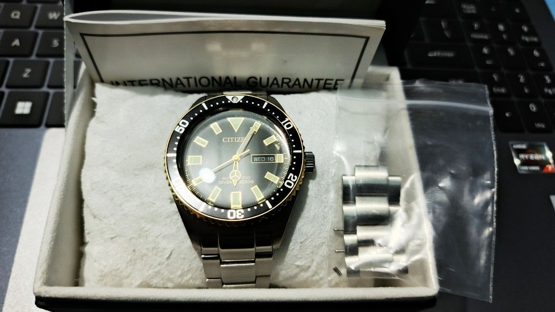 Citizen Automatic Diver's Watch 200m Gold Bezel (Category: Men's Watches) located in Imus. Submitted by fierceflower_74db29 (Listing ID 1464026783, Image 2). Description: ‎Citizen Promaster/Marine ‎Collection: Promaster / Marine ‎NY0125-83E ‎Reference: 8204-S123712 ‎Movement: Citizen automatic, Cal. 8204, 21 jewels ‎Water resistance: 200 meters / 20 ATM ‎Case diameter: 41 mm ‎Thickness: 13.7 mm ‎Lug width: 20 mm ‎Weight: around 170 g ‎Bracelet: s