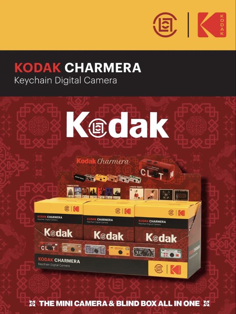 ON HAND || CLOT x KODAK CHARMERA (Category: Cameras) located in Las Pinas. Submitted by printandpreservebyk (Listing ID 1464119616, Image 1). Description: AVAILABLE ON HAND • Translucent Red: CLOT 01 / Translucent CLOT Red - SOLD • Black: Alienegra (with a metallic finish) • Metallic Blue: Blue Silk Royale - SOLD • KODAK Yellow: Yellow Silk Royale • Green & Off-White: CLOT Canton Cafe - RESERVED • Wood-Grain: Retro Wood-Grain Design Not just a ca