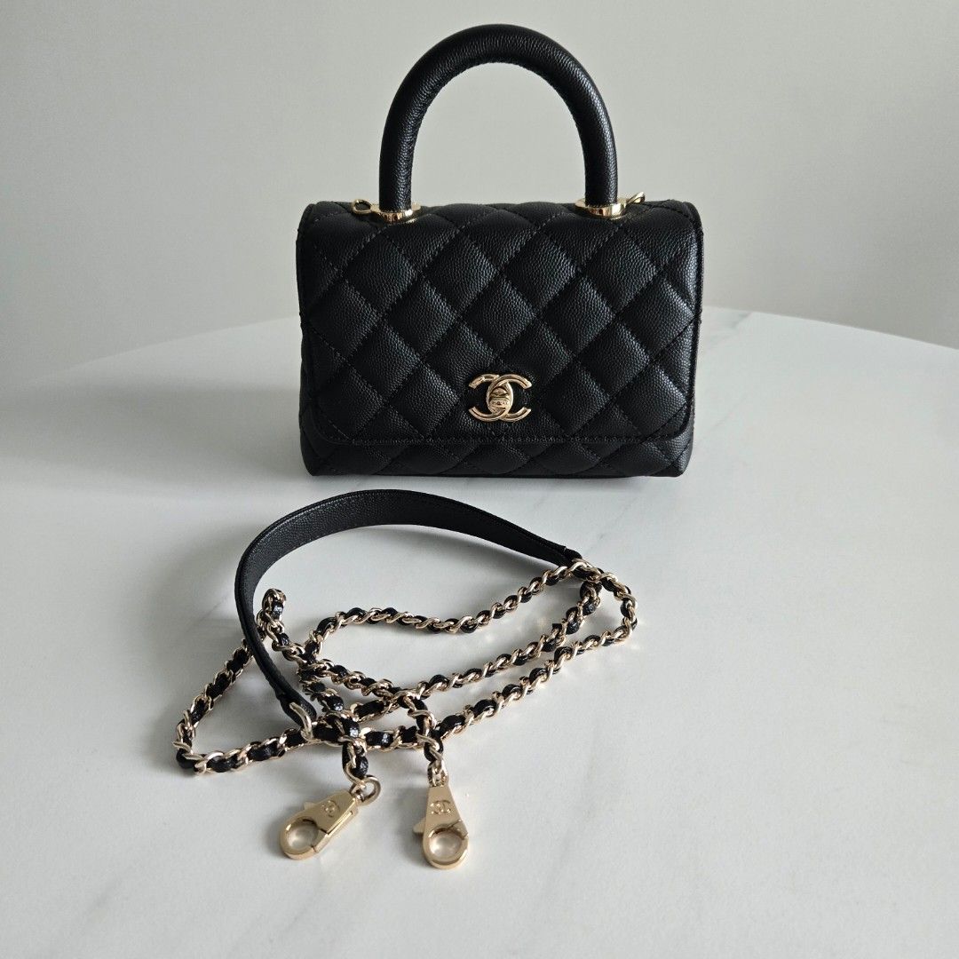 Coco Chanel Mini (Category: Luxury Bags & Wallets) located in Paranaque City. Submitted by dclutterqueen (Listing ID 1463947225, Image 2). Description: Mini Coco Chanel bag 💯 Genuine Leather in Black Caviar 🌸 Comes with shoulder strap and dustbag 🇯🇵Acquired preloved from Japan 👜 Measures approximately 7 x 4.5 inches.