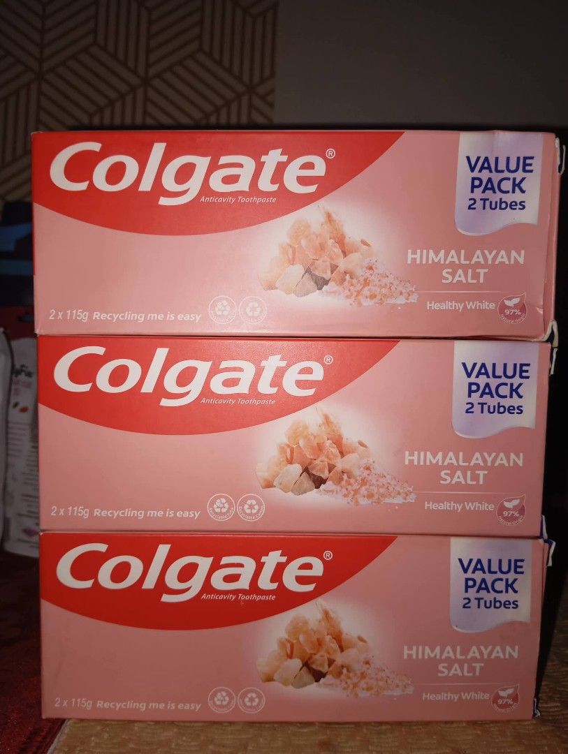 Colgate Himalayan Salt Healthy White Toothpaste Value Pack (Category: Oral Care) located in Quezon City. Submitted by mkesimsa_six67 (Listing ID 1463978250, Image 1). Description: - 210 each 3 Value Packs of Colgate Himalayan Salt Toothpaste - Each pack contains 2 tubes (115g each) - Total of 6 tubes (690g) - Fights cavities for healthy, white teeth - Easy-to-recycle packaging - Great for stocking up your dental essentials.