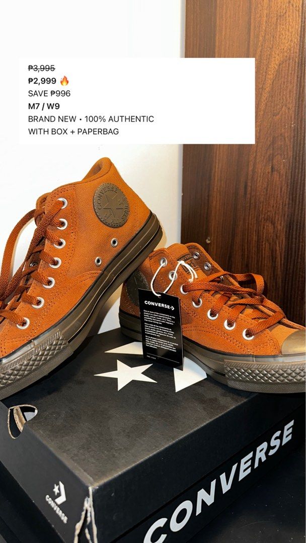 Converse Shoes (Category: Sneakers) located in Alabel. Submitted by carlitooo17 (Listing ID 1464116654, Image 2). Description: Grey Converse high tops. 100% authentic. Comes with the original box and paperbag. Size M8/W10..
