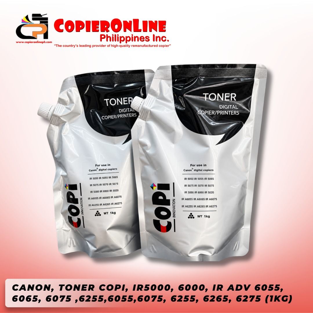 COPI Toner for Digital Copiers - Monochrome / Colored (Category: Printers, Scanners & Copiers) located in Quezon City. Submitted by copieronlineinc (Listing ID 1463943684, Image 1). Description: COPI Toner Refill compatible for the following models: ━━━━━━━━━━━━━━━━━━ 🏴 MONOCHROME / BLACK ━━━━━━━━━━━━━━━━━━ ✅ CANON IR / IR ADV IR – 2016 / 2520 / 2525 / 2530 / 2535 / 2545 IR Adv – 4025 / 4225 / 4045 / 4035 / 4235 / 4245 / 4925 / 4935 / 4945 📦 ₱5