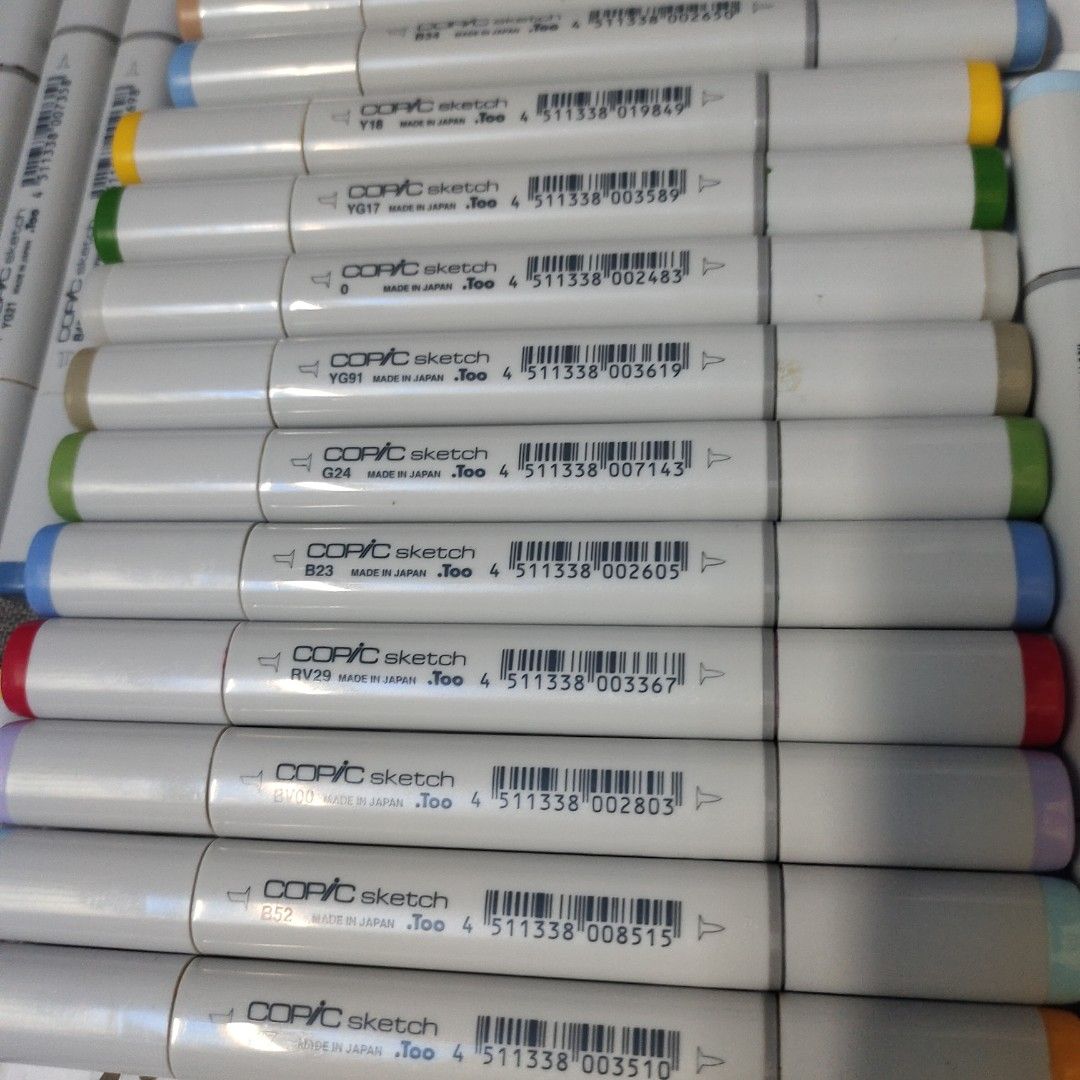 Copic Sketch Twin Markers Set (Category: Craft Supplies & Tools) located in Quezon City. Submitted by dncpreloved (Listing ID 1463968677, Image 3). Description: - Set of Copic Sketch Twin Markers - Includes a variety of colors and shades - Ideal for artists and illustrators - Selling as a bundle - Please check photos for individual colors and condition.