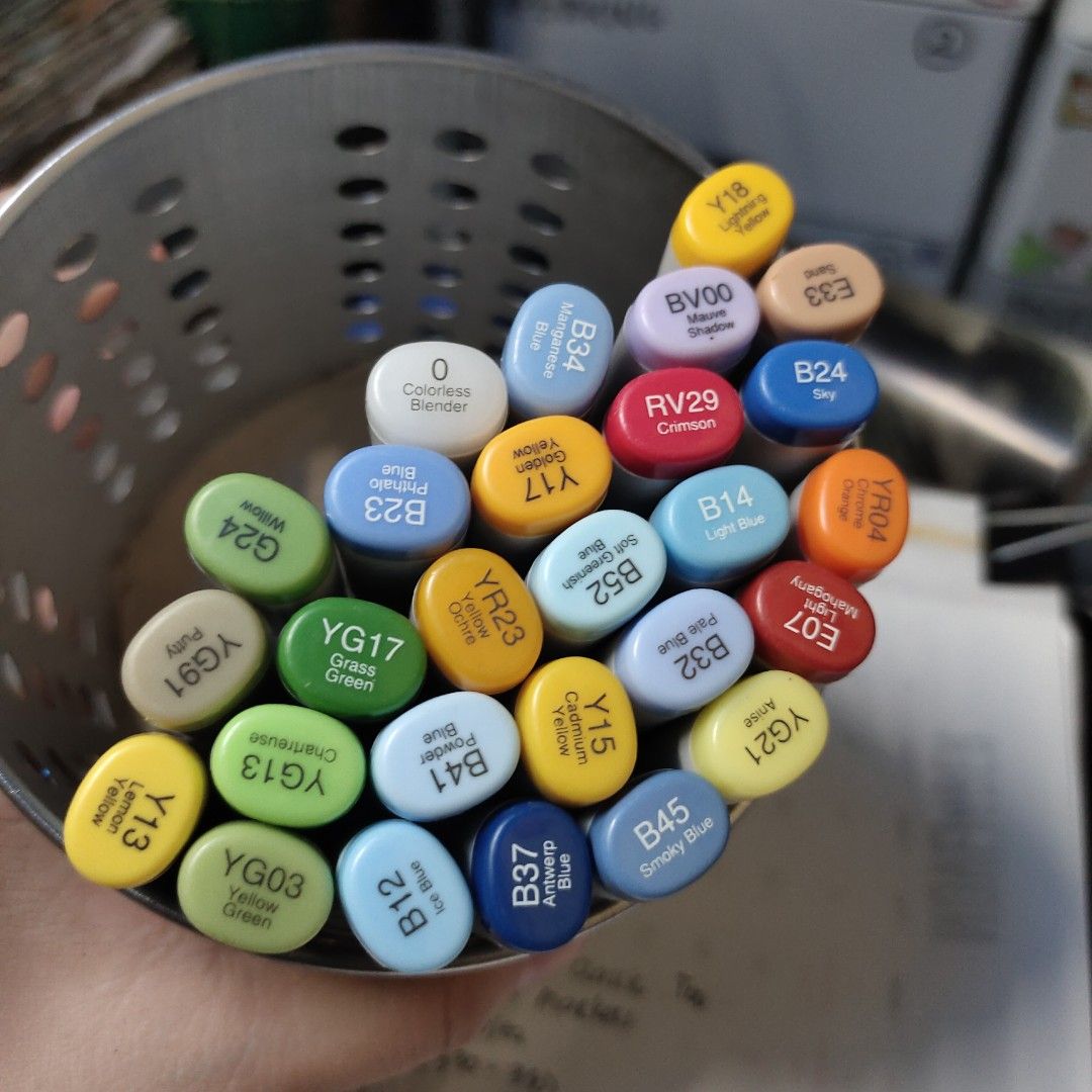 Copic Sketch Twin Markers Set (Category: Craft Supplies & Tools) located in Quezon City. Submitted by dncpreloved (Listing ID 1463968677, Image 1). Description: - Set of Copic Sketch Twin Markers - Includes a variety of colors and shades - Ideal for artists and illustrators - Selling as a bundle - Please check photos for individual colors and condition.