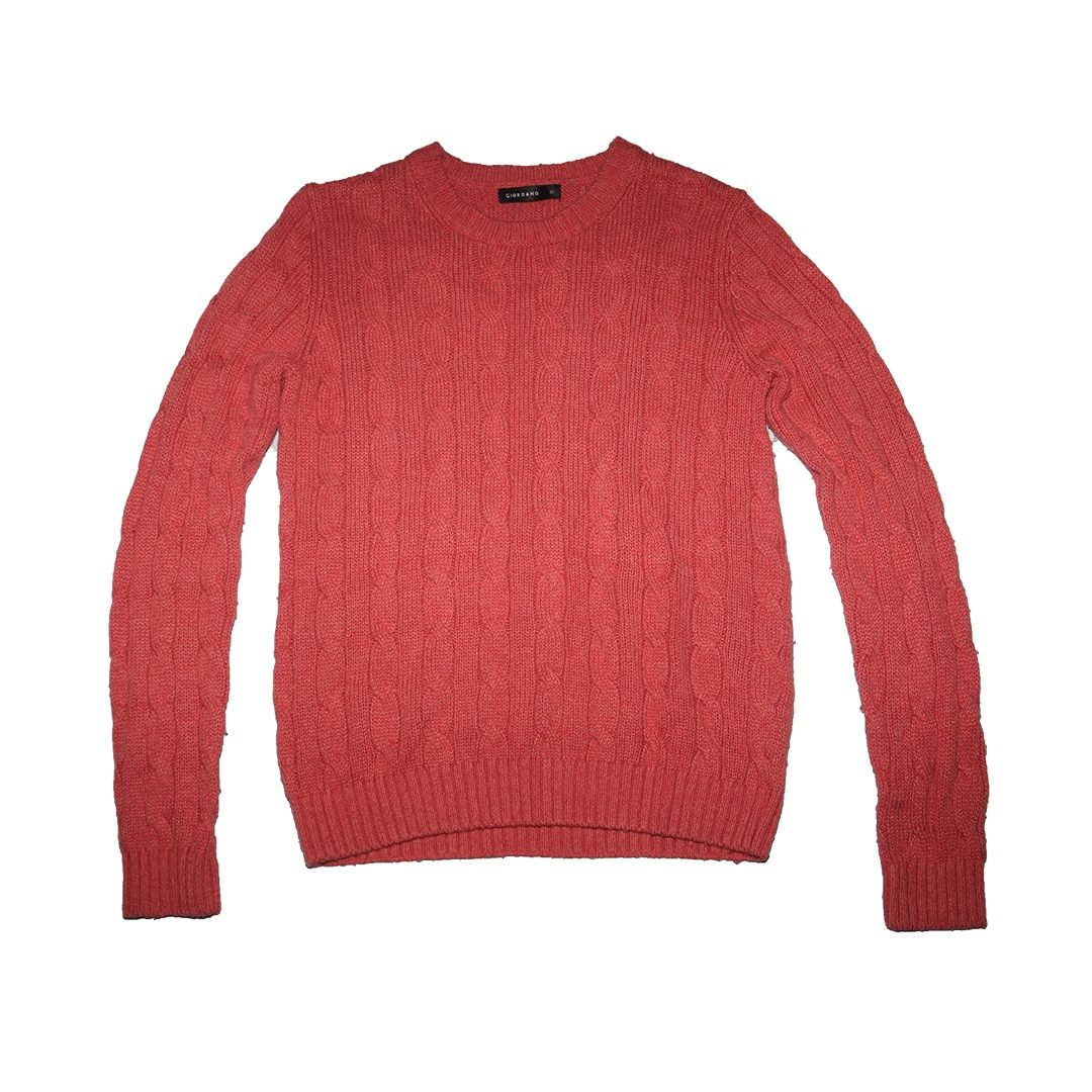Coral Cable Knit Crewneck Sweater (Category: Coats, Jackets and Outerwear) located in Tanauan. Submitted by arlene_panganiban (Listing ID 1463994927, Image 1). Description: - Coral cable knit sweater - Crewneck style with long sleeves - Ribbed cuffs and hem - Perfect for layering or wearing solo - Made from soft and comfortable material.