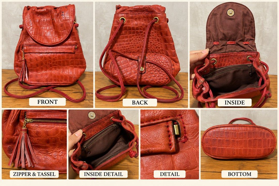 crocodile-embossed leather mini backpack 8in (Category: Backpacks) located in San Fernando. Submitted by japansurpluselyu (Listing ID 1464051448, Image 1). Description: .