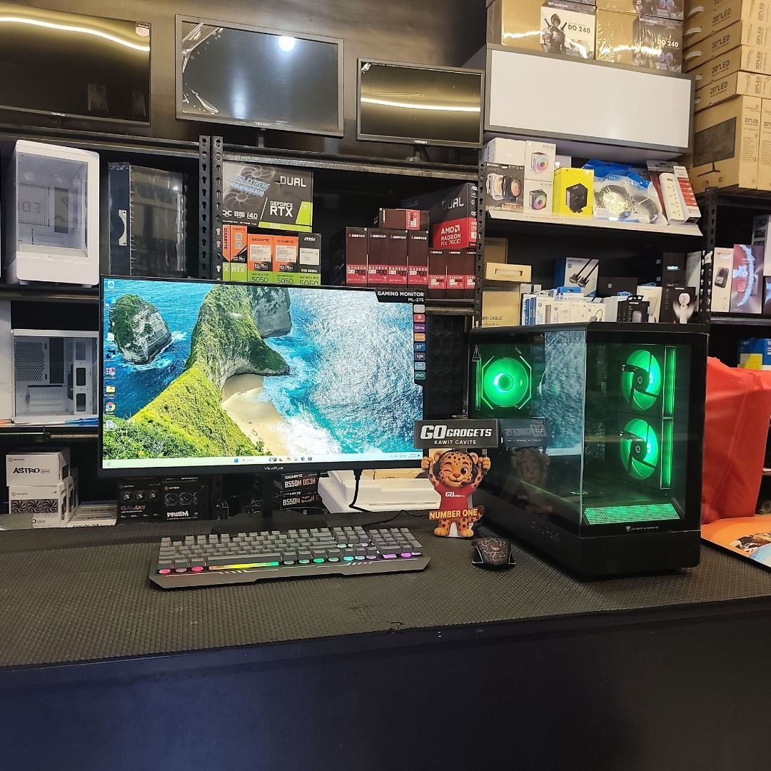 Custom Gaming PC with RGB Lighting (Category: Desktops) located in Cavite. Submitted by jerickher83429 (Listing ID 1463990612, Image 2). Description: AMD Ryzen 7 5700G 3.8GHz 8 Cores 16 Threads AM4 Processor CPU NO BOX Asus Prime A520M-K M-ATX AM4 DDR4 Motherboard Lexar 16GB 3200MHz DDR4 UDIMM RAM Memory Desktop LD4AU016G-B3200GSST ADATA 512GB 2.5" SSD SATA SU650 ASU650SS-512GT-R Jungle Leopard MS-01 m-ATX Tempered Glass PC Case with Front RGB LE