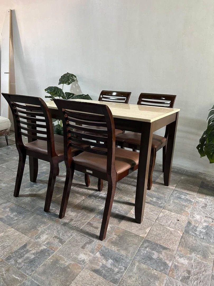 Dining Table (Category: Tables & Sets) located in Meycauayan. Submitted by marygracecasimiro (Listing ID 1464071504, Image 2). Description: Imported Marble Dining Table with 4 Solid Wood Dining Chairs from Korea P20,000 Only Super Sale🌺🦚🌼💐🌹😍 45x30x30in Last Price na Po🫰🏻🫰🏻🫰🏻 Marble Dining Table With 4pcs Solid Wood Dining Chairs Heavy duty No issue Good Condition Minor Scratch From Korea 💚💚.