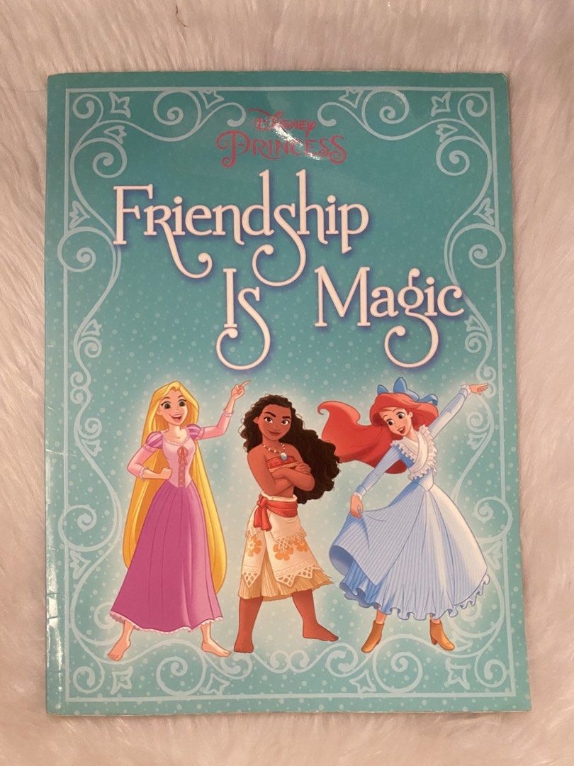 Disney Princess Friendship Is Magic Book (Category: Children's Books) located in Quezon City. Submitted by donagraceliwanag (Listing ID 1464057268, Image 1). Description: - Disney Princess book featuring Rapunzel, Moana, and Ariel. - Title: 'Friendship Is Magic'. - Ideal for young fans of these beloved princesses. - Great for story time or as a special gift..