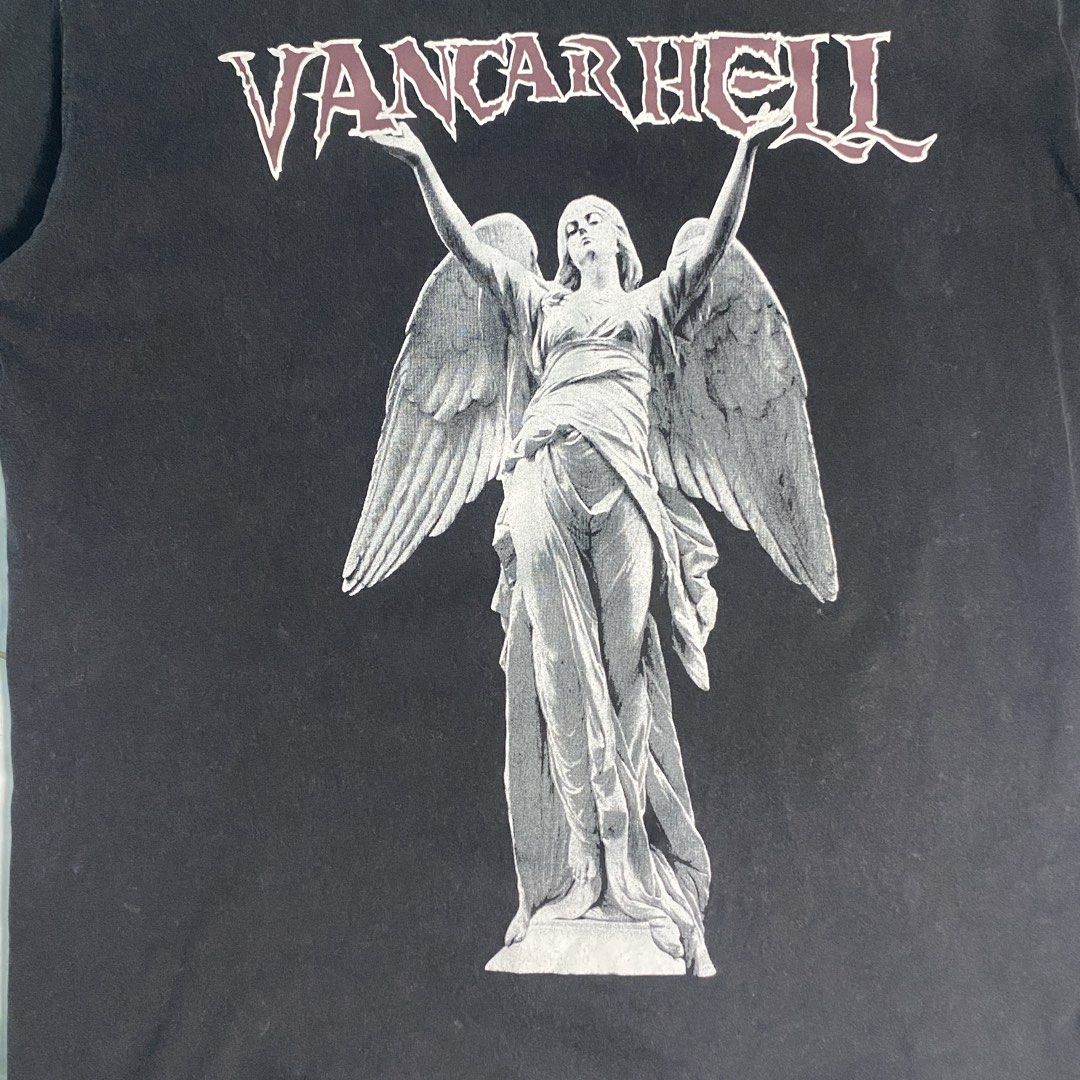 Distress tshirt (Category: Formal Shirts) located in Digos. Submitted by thriftnigoy (Listing ID 1464011475, Image 3). Description: VANCARHELL 430🏷️ Dimes: inches Width 23 length:29 Xlarge - Excellent condition - color rate 9 - small pinhole.
