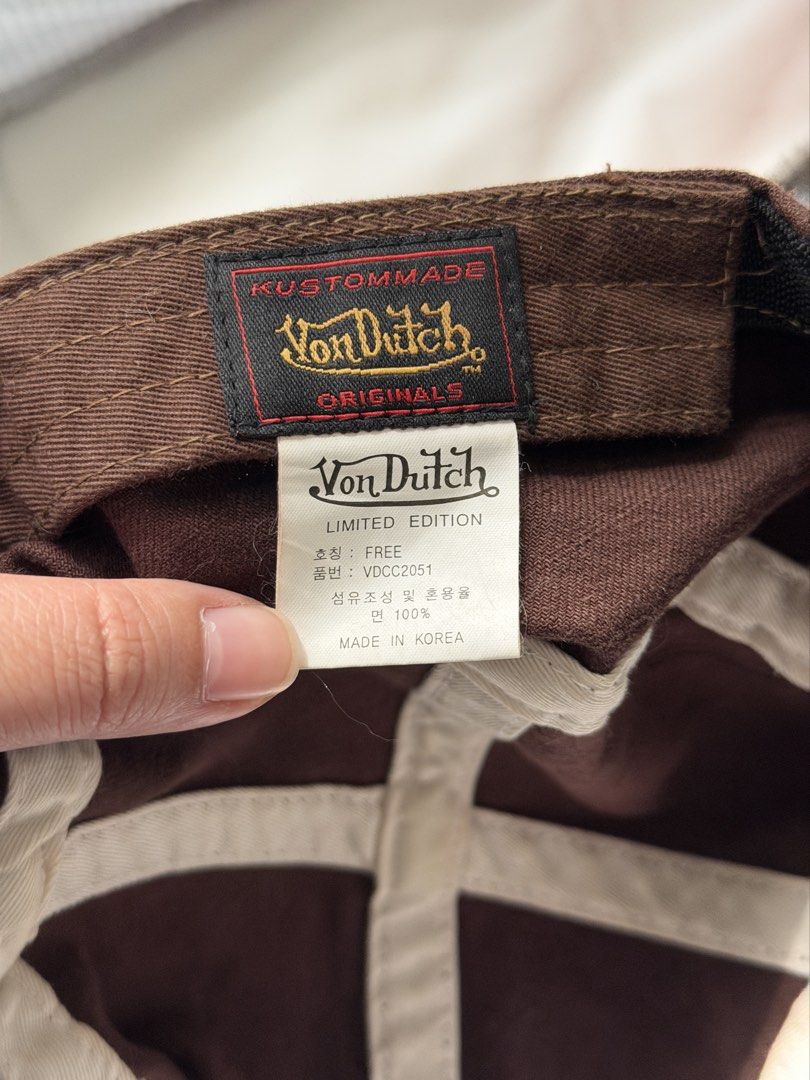 Distressed Von Dutch Cadet Cap (Category: Caps & Hats) located in Manila. Submitted by yzzaes (Listing ID 1463944253, Image 3). Description: - Limited edition brown Von Dutch cap - Features embroidered Von Dutch logo on the front - Distressed details on the brim - Made in Korea.