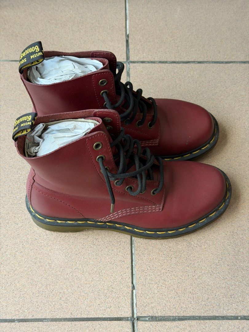 Dr. Martens 1460 Pascal Boots (Category: Boots) located in Cavite. Submitted by nikka.am (Listing ID 1463964080, Image 2). Description: - color: cherry red - size: 7 US women - 100% original bought here in ph - with box - will wipe to simply remove dust before shipping - lightly used, manage your expectations.