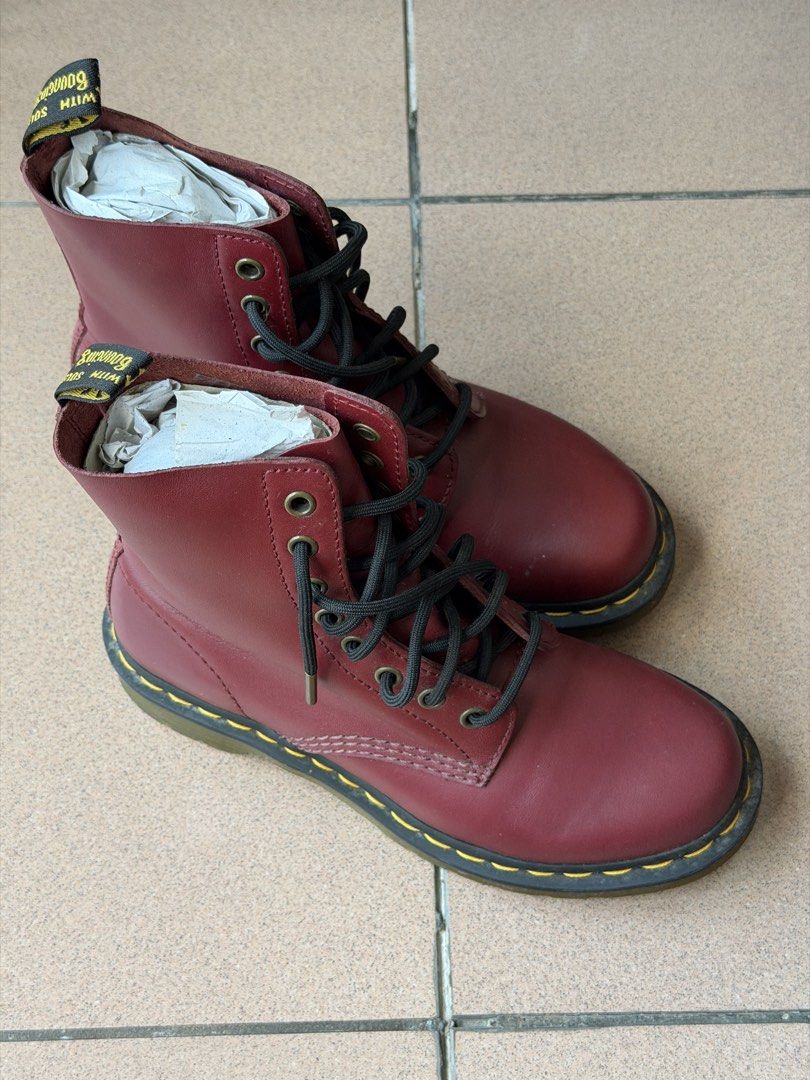 Dr. Martens 1460 Pascal Boots (Category: Boots) located in Cavite. Submitted by nikka.am (Listing ID 1463964080, Image 3). Description: - color: cherry red - size: 7 US women - 100% original bought here in ph - with box - will wipe to simply remove dust before shipping - lightly used, manage your expectations.